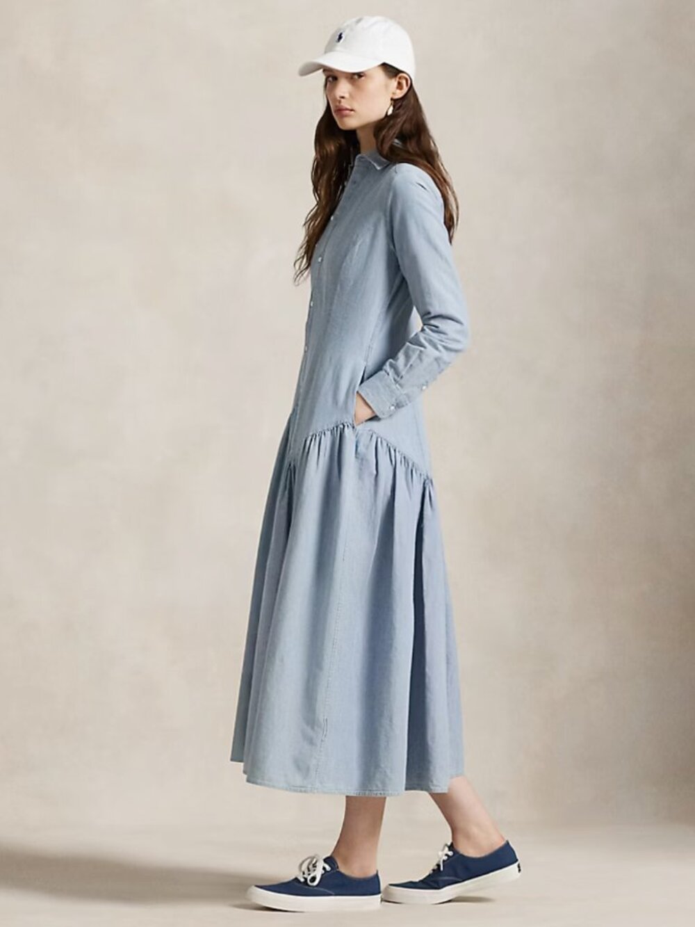 Polo Ralph Lauren Cotton-Linen Chambray Button-up shirt maxi dress - Size 2